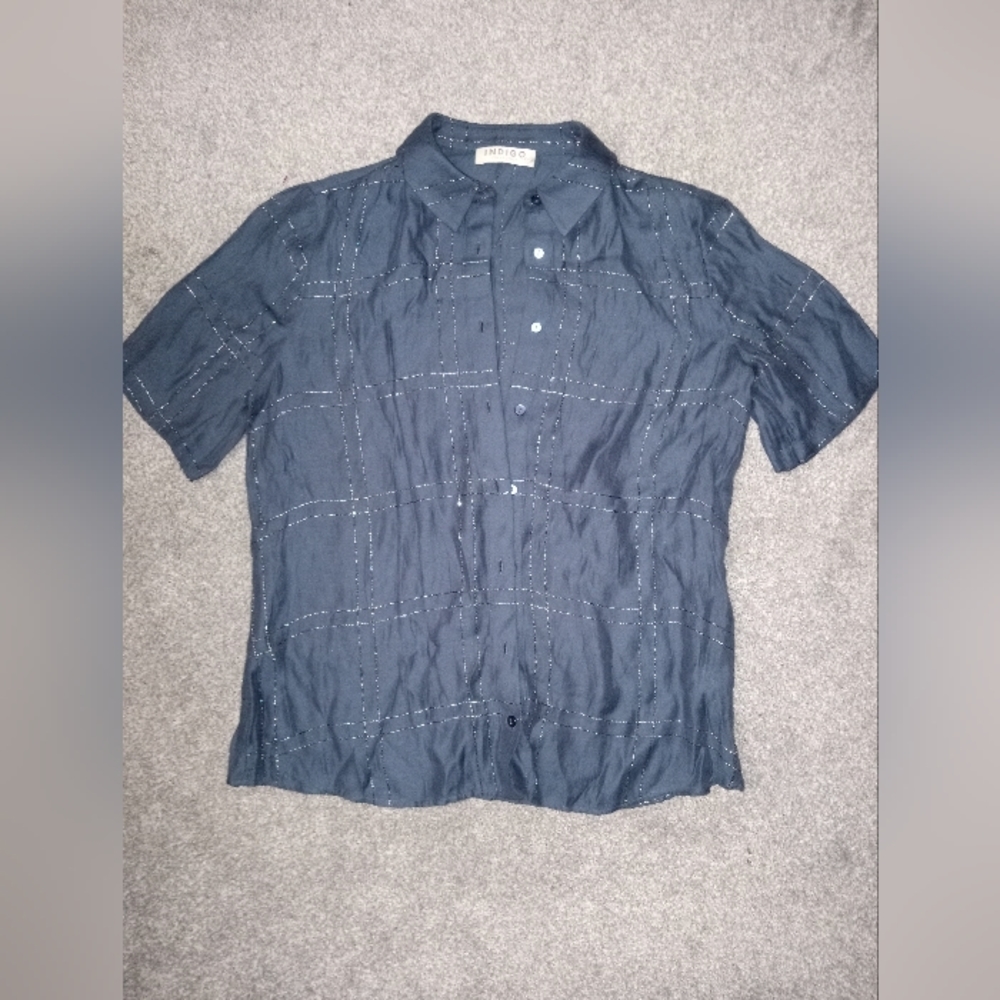 Indigo collection button  up shirt